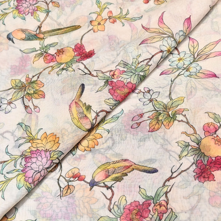 Mul Chanderi Digital Print Fabric - Soft Lightweight Designer Ethnic Fabric GT0185-31