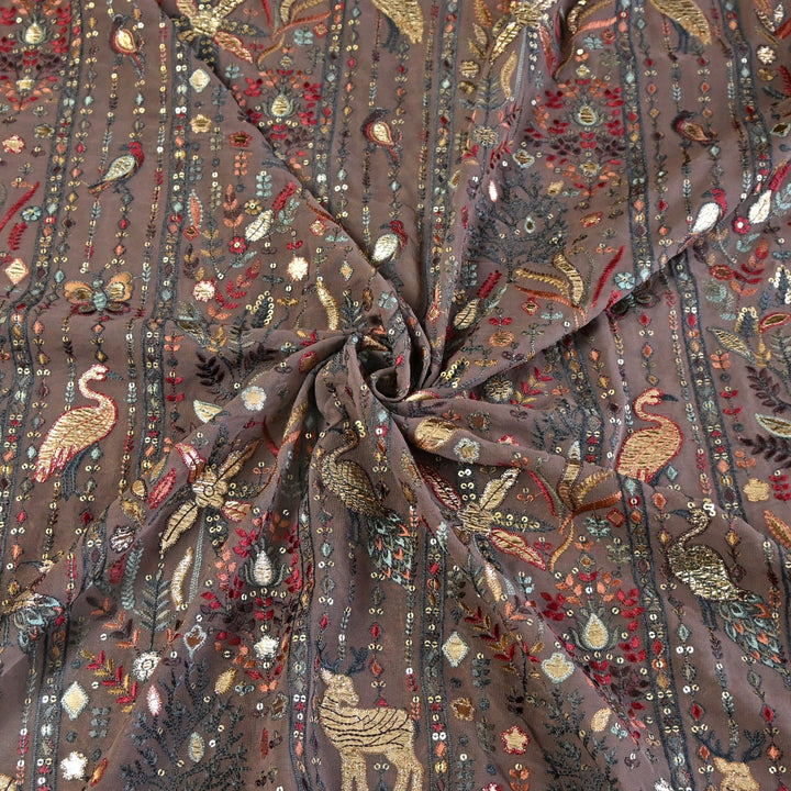 Dyed Viscose Georgette Gota Sequins Embroidery Fabrics