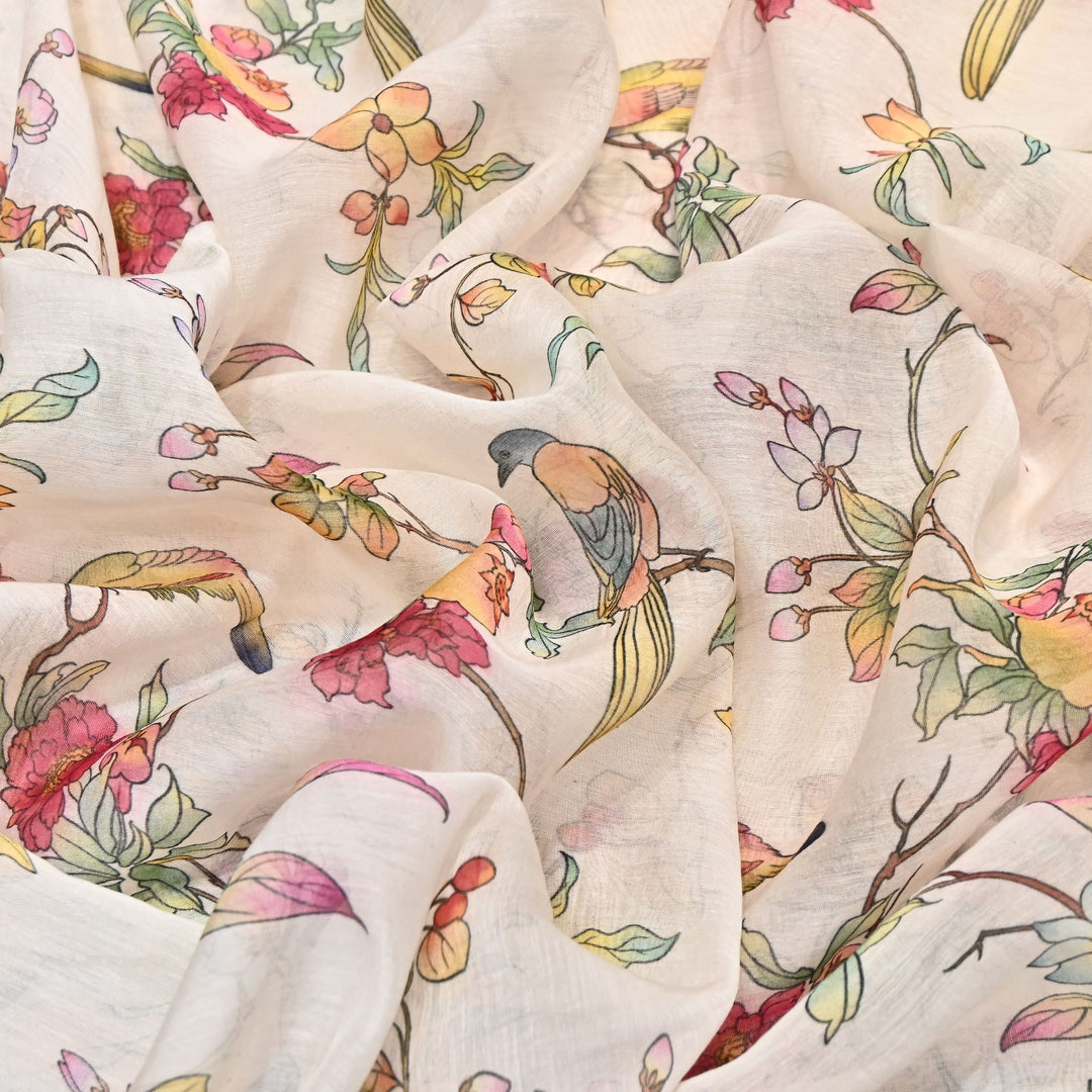 Mul Chanderi Digital Print Fabric - Soft Lightweight Designer Ethnic Fabric GT0185-31