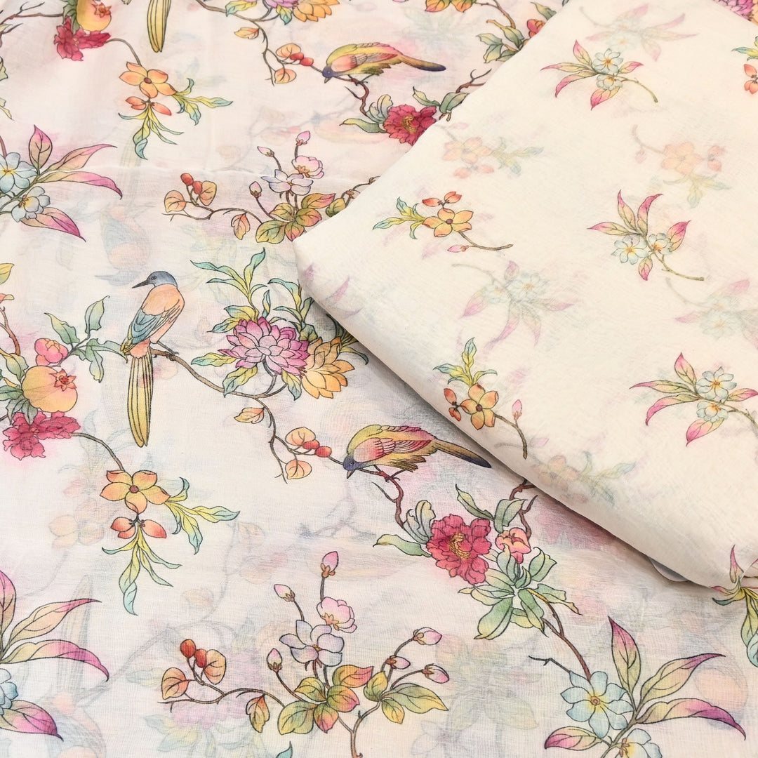 Mul Chanderi Digital Print Fabric - Soft Lightweight Designer Ethnic Fabric GT0185-31