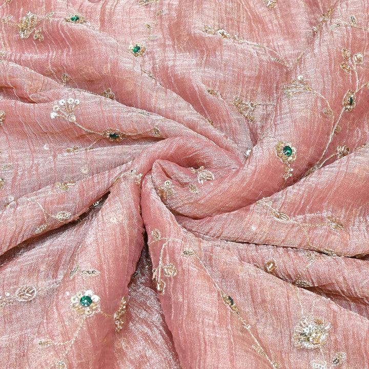 Premium Crush Tissue Moti Sequin Embroidery Fabric | Designer Festive Wear-S50786-A2
