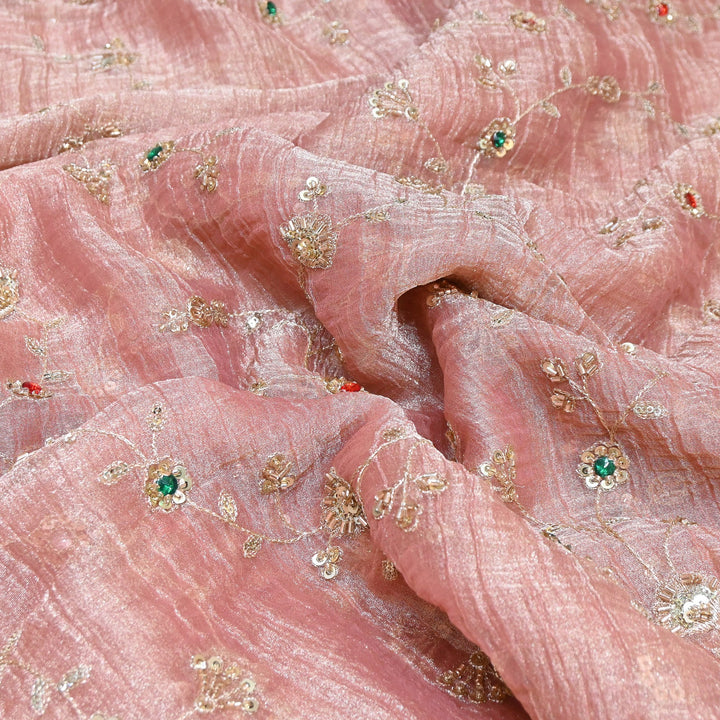 Premium Crush Tissue Moti Sequin Embroidery Fabric | Designer Festive Wear-S50786-A2
