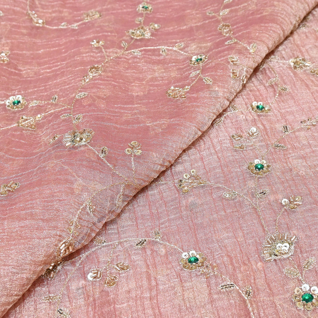 Premium Crush Tissue Moti Sequin Embroidery Fabric | Designer Festive Wear-S50786-A2