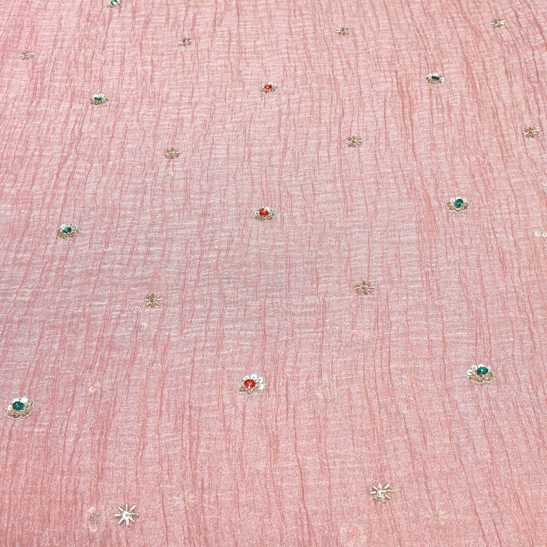 Premium Crush Tissue Moti Sequin Embroidery Fabric | Designer Festive Wear-S50787-A2