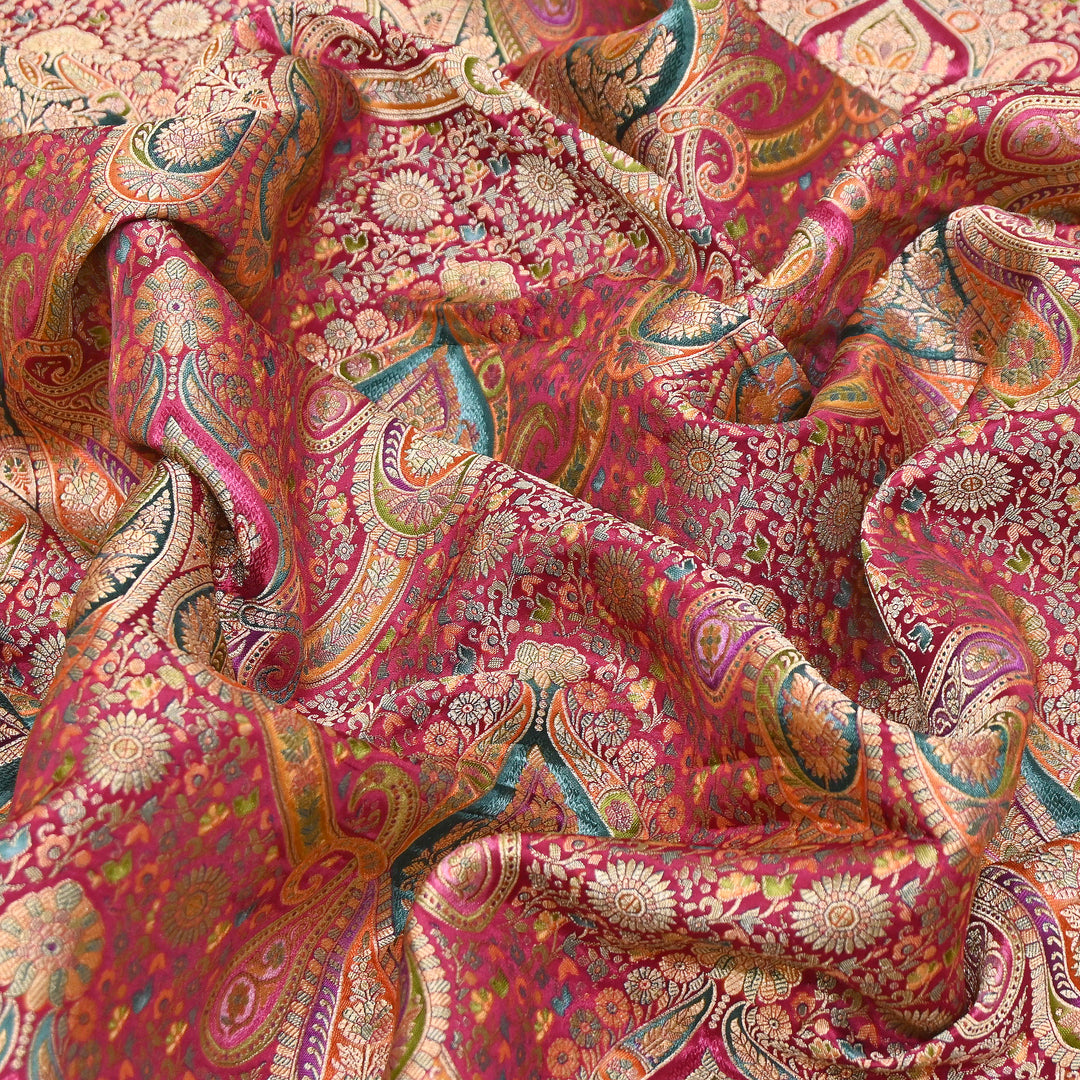 Viscose Dola Zari Jacquard Fabric | Luxury Designer Woven Fabric | NF0017-04