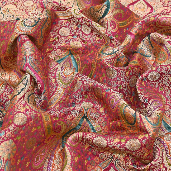 Viscose Dola Zari Jacquard Fabric | Luxury Designer Woven Fabric | NF0017-04