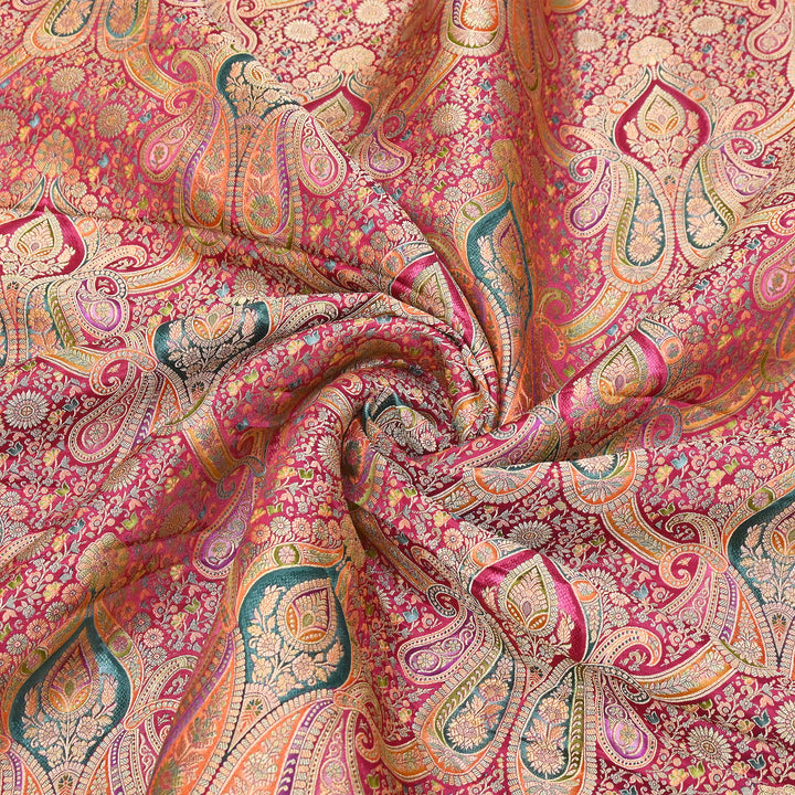 Viscose Dola Zari Jacquard Fabric | Luxury Designer Woven Fabric | NF0017-04