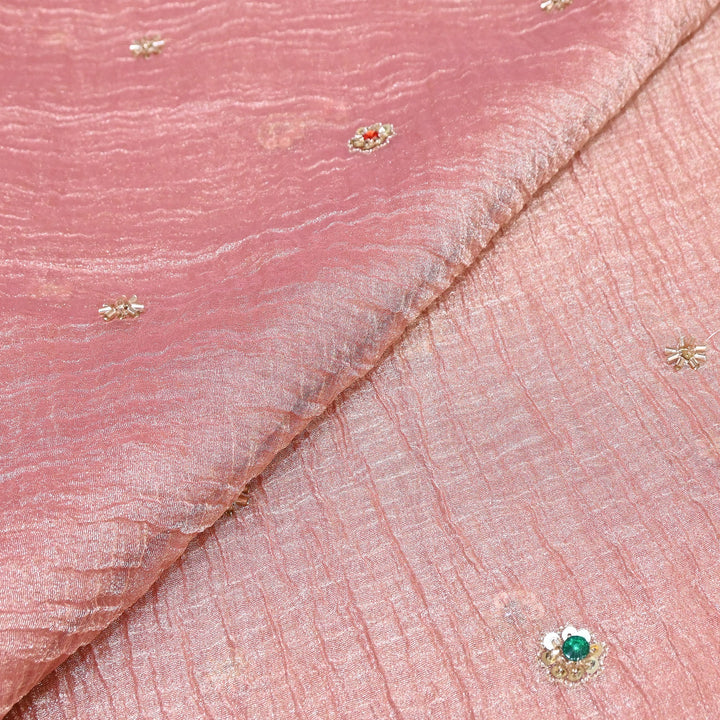Premium Crush Tissue Moti Sequin Embroidery Fabric | Designer Festive Wear-S50787-A2