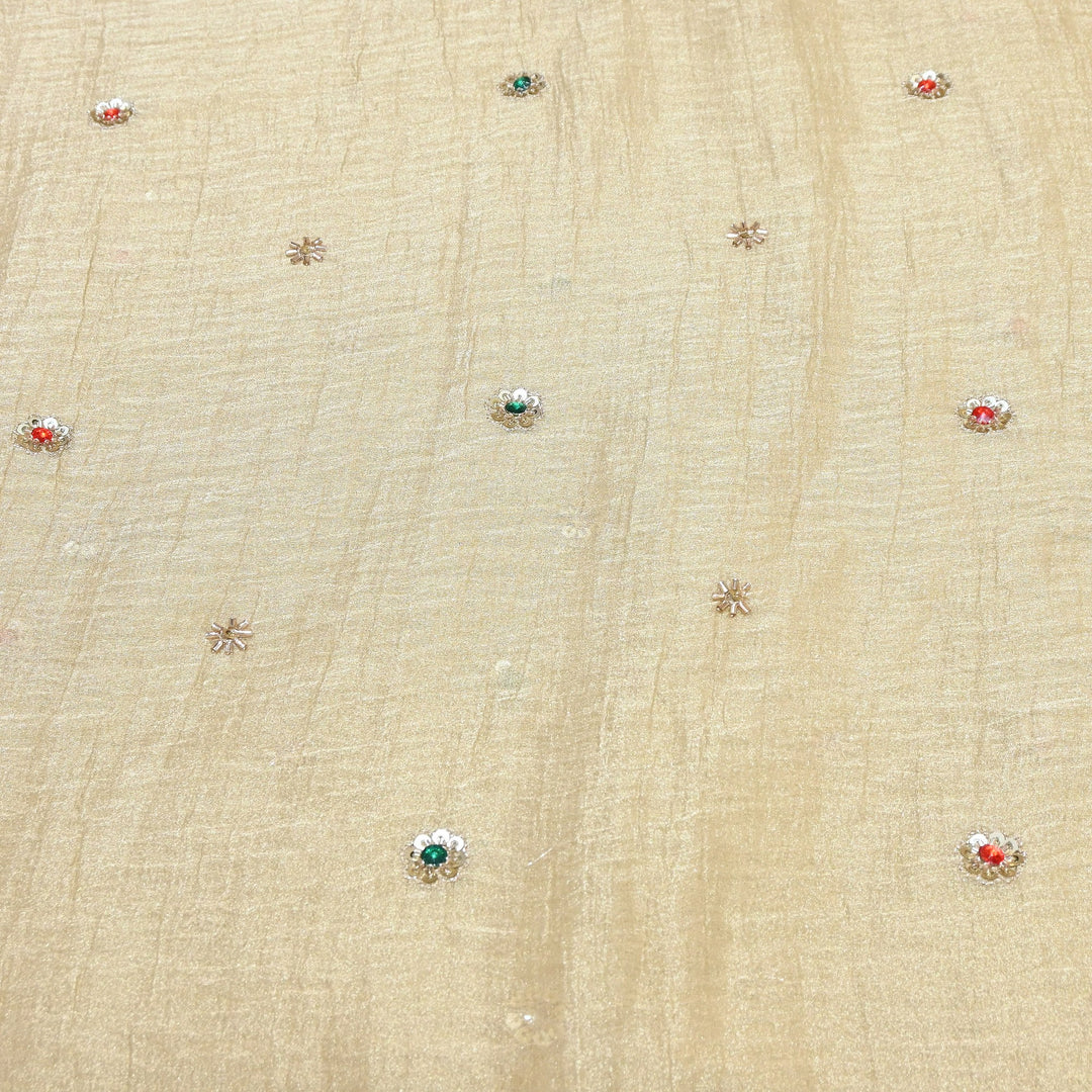 Premium Crush Tissue Moti Sequin Embroidery Fabric | Designer Festive Wear-S50787-A3