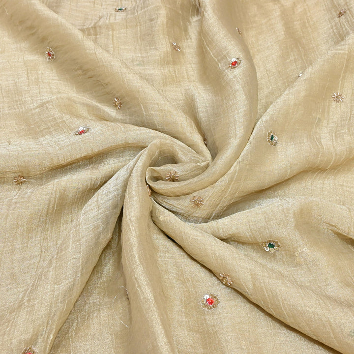 Premium Crush Tissue Moti Sequin Embroidery Fabric | Designer Festive Wear-S50787-A3