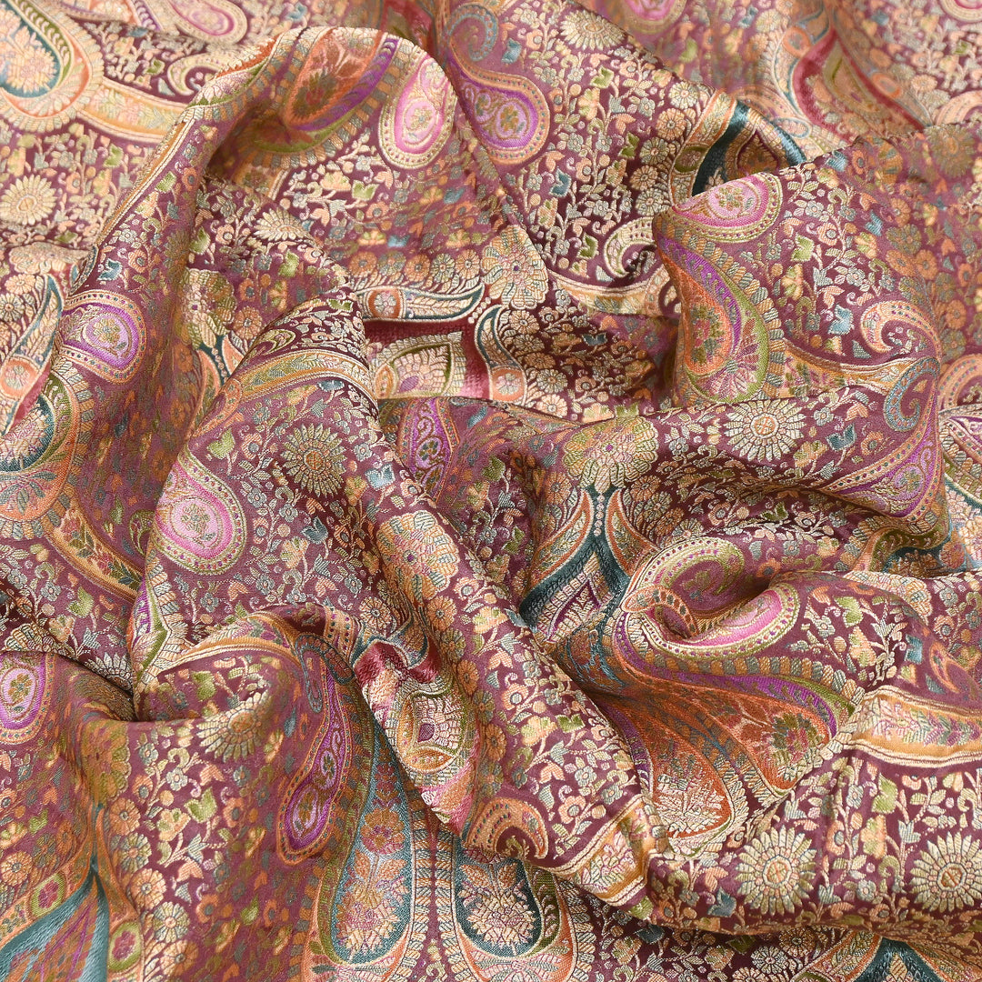 Viscose Dola Zari Jacquard Fabric | Luxury Designer Woven Fabric | NF0017-03