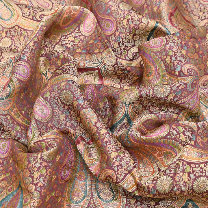 Viscose Dola Zari Jacquard Fabric | Luxury Designer Woven Fabric | NF0017-03