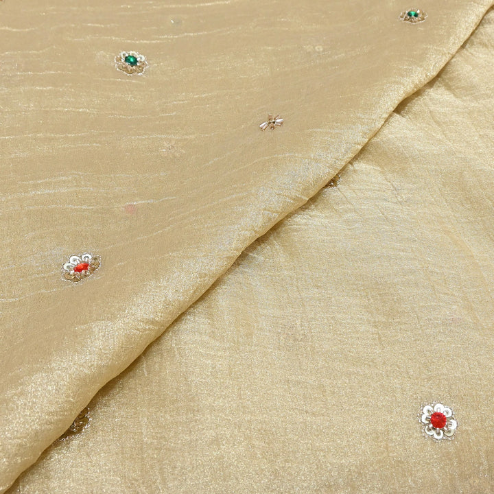 Premium Crush Tissue Moti Sequin Embroidery Fabric | Designer Festive Wear-S50787-A3