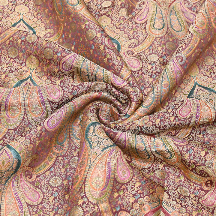 Viscose Dola Zari Jacquard Fabric | Luxury Designer Woven Fabric | NF0017-03