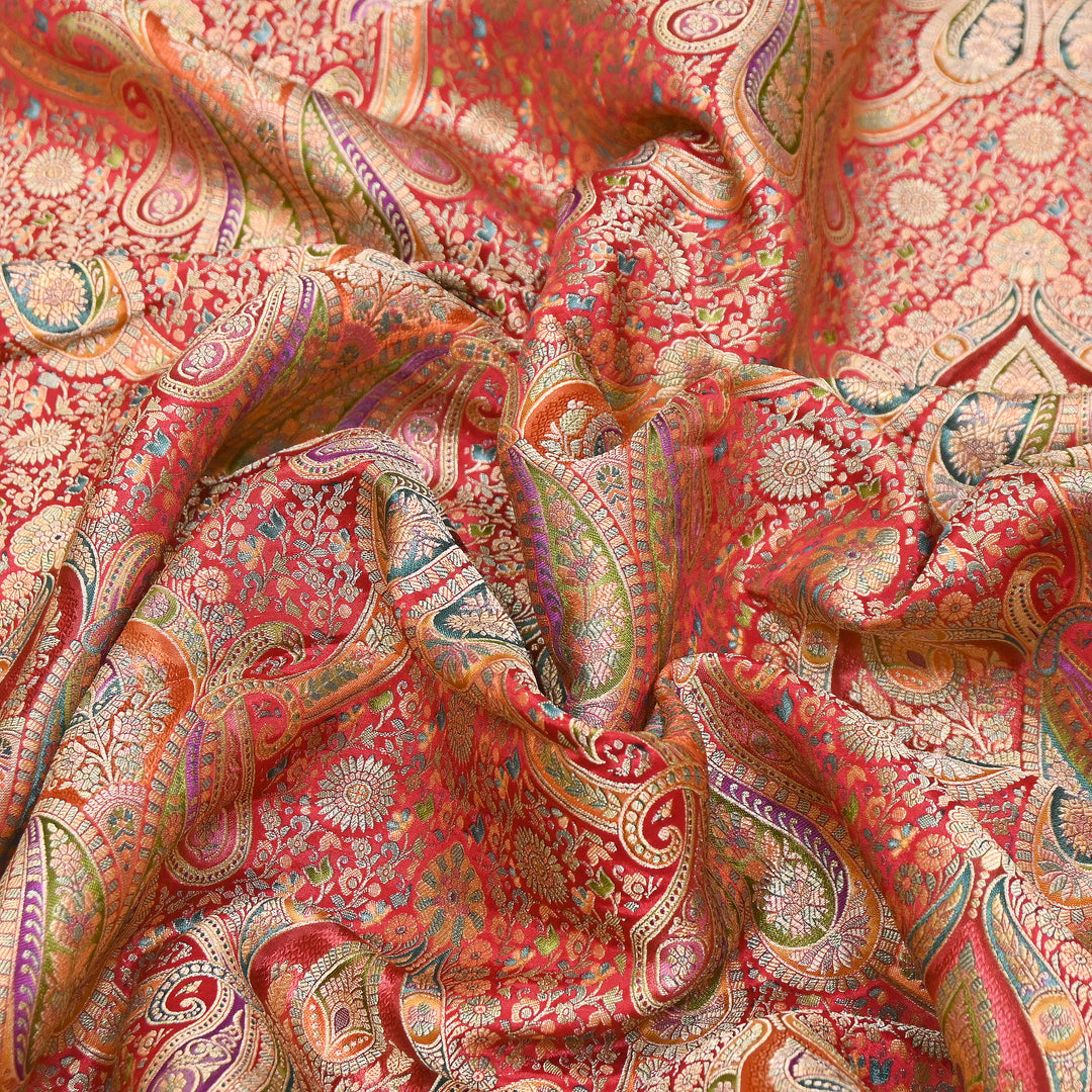 Viscose Dola Zari Jacquard Fabric | Luxury Designer Woven Fabric | NF0017-02