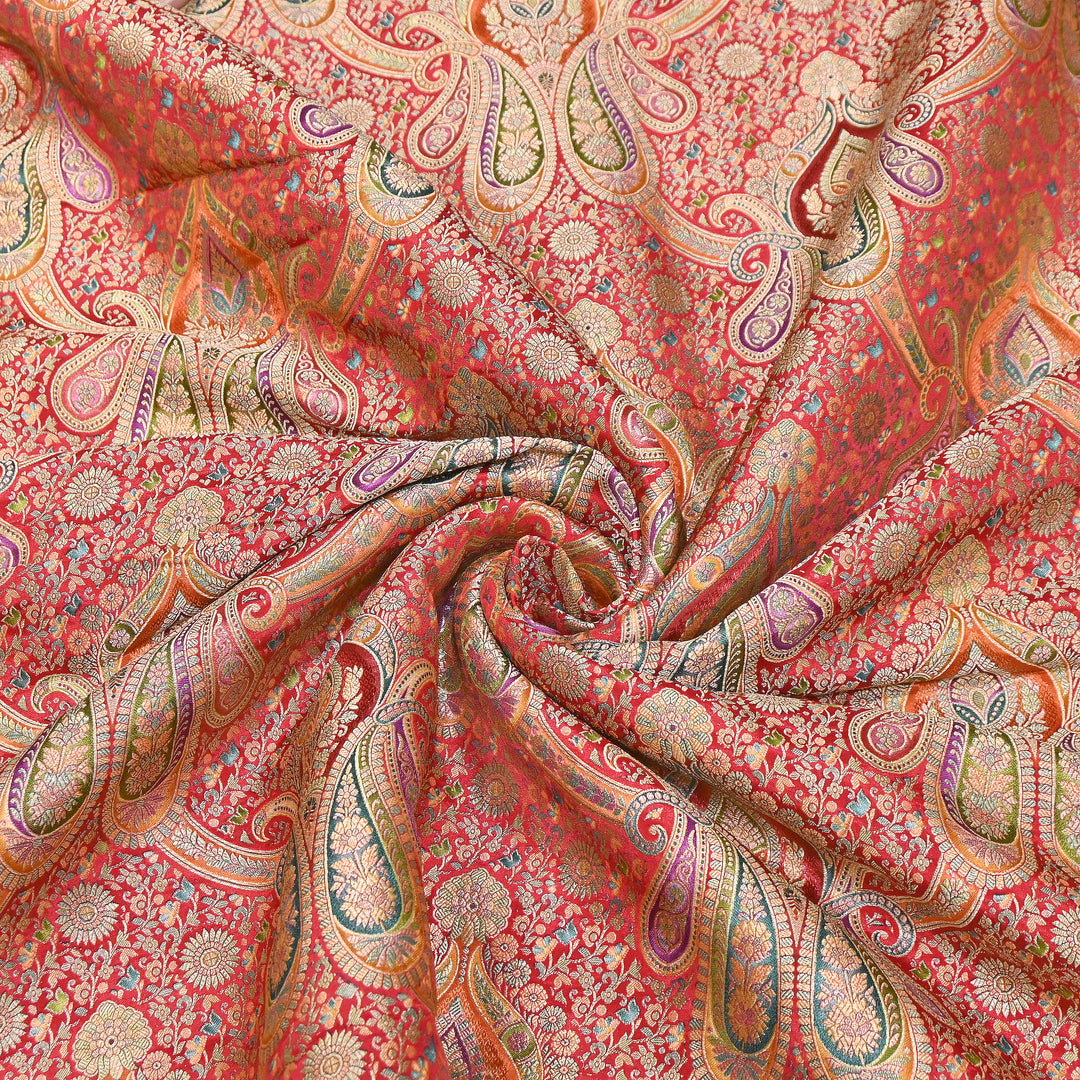Viscose Dola Zari Jacquard Fabric | Luxury Designer Woven Fabric | NF0017-02