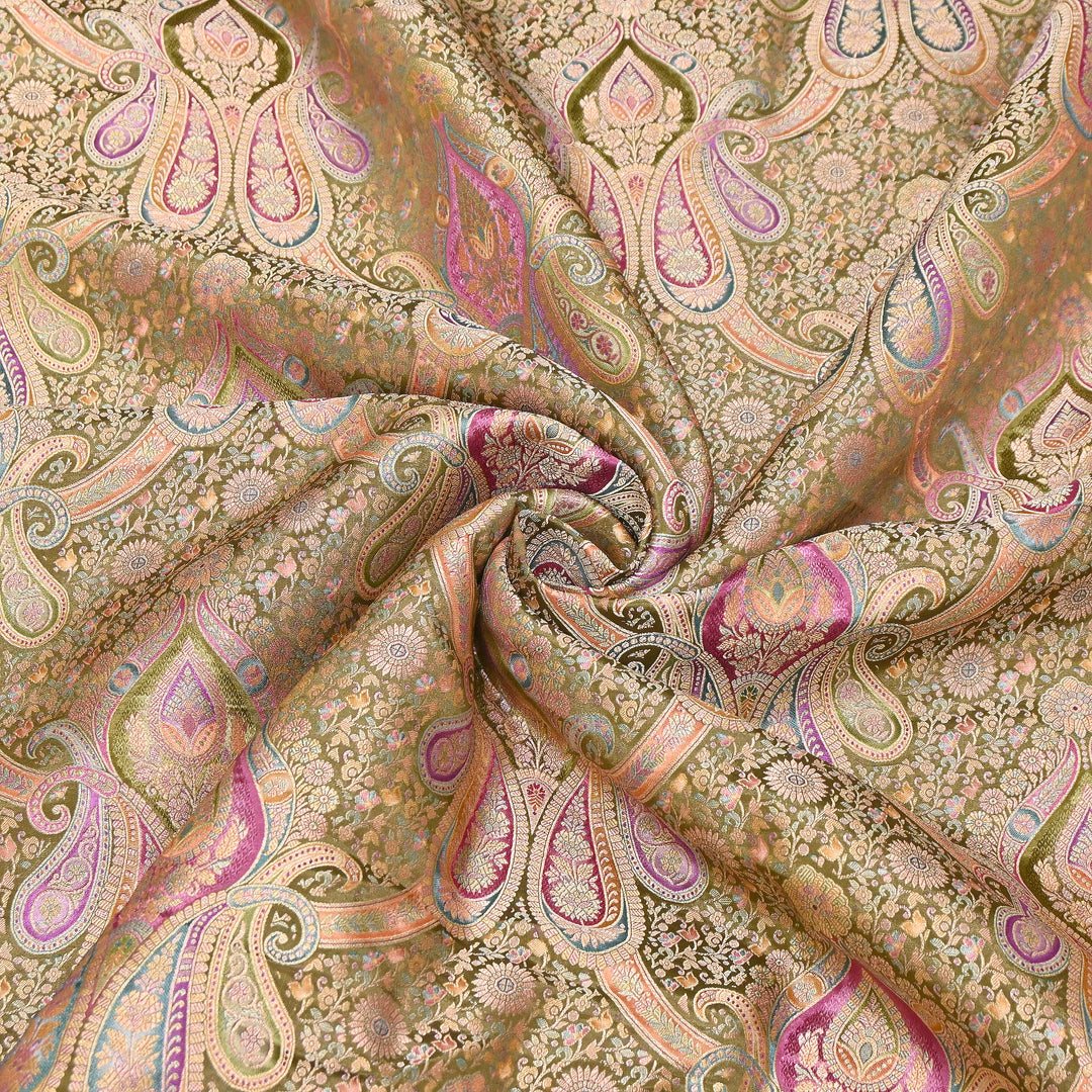 Viscose Dola Zari Jacquard Fabric | Luxury Designer Woven Fabric | NF0017-01