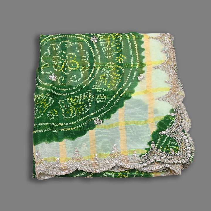 Premium Viscose Chiffon Bandhani Moti Embroidery Dupatta | Designer Bandhani Dupatta-H00003-2