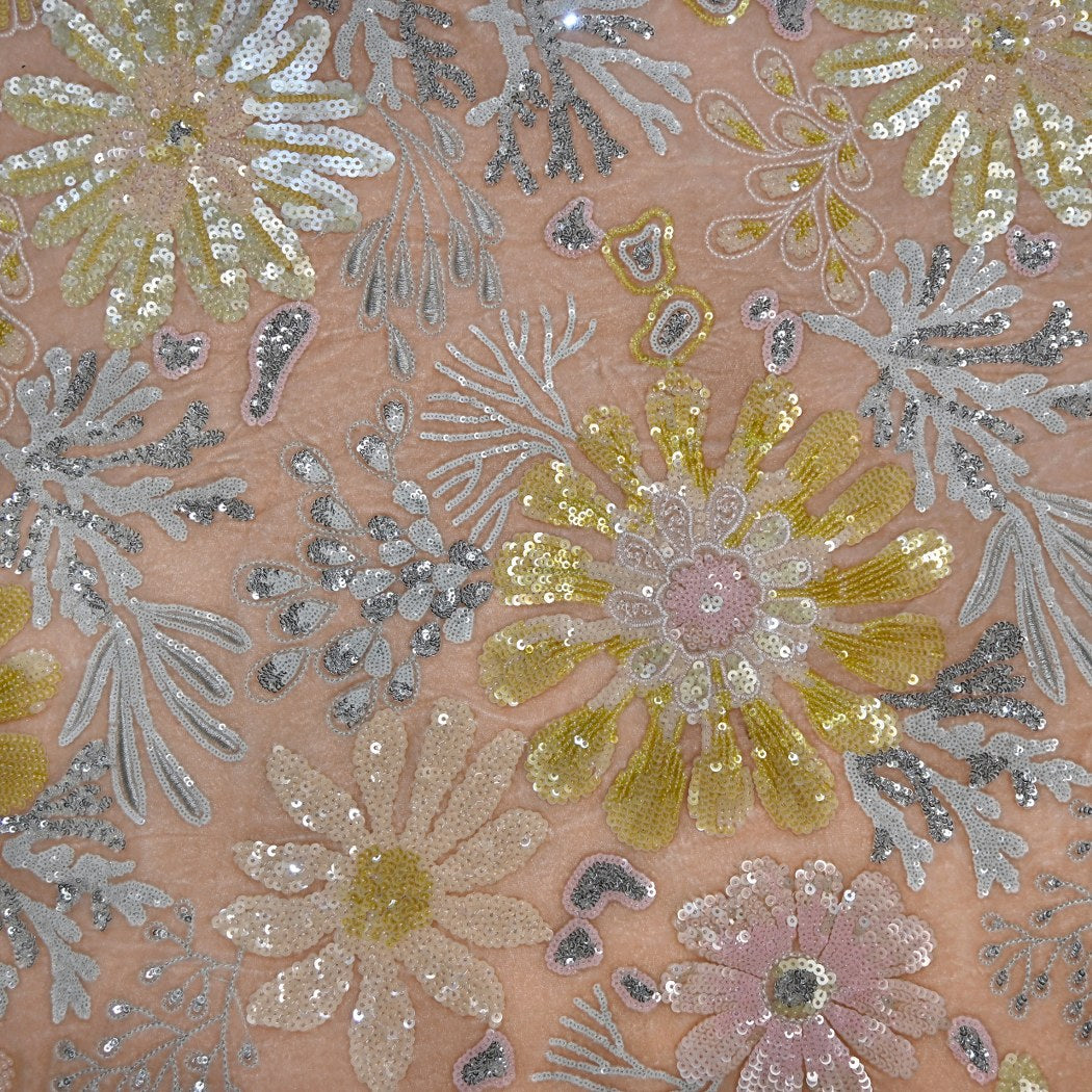 Velvet Moti With Sequins Embroidery Fabrics