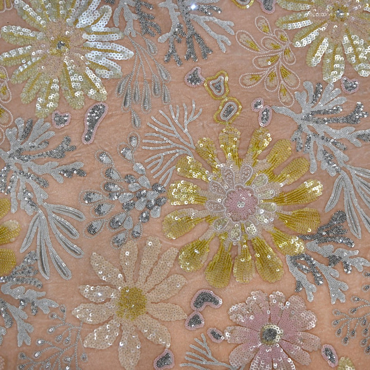 Velvet Moti With Sequins Embroidery Fabrics