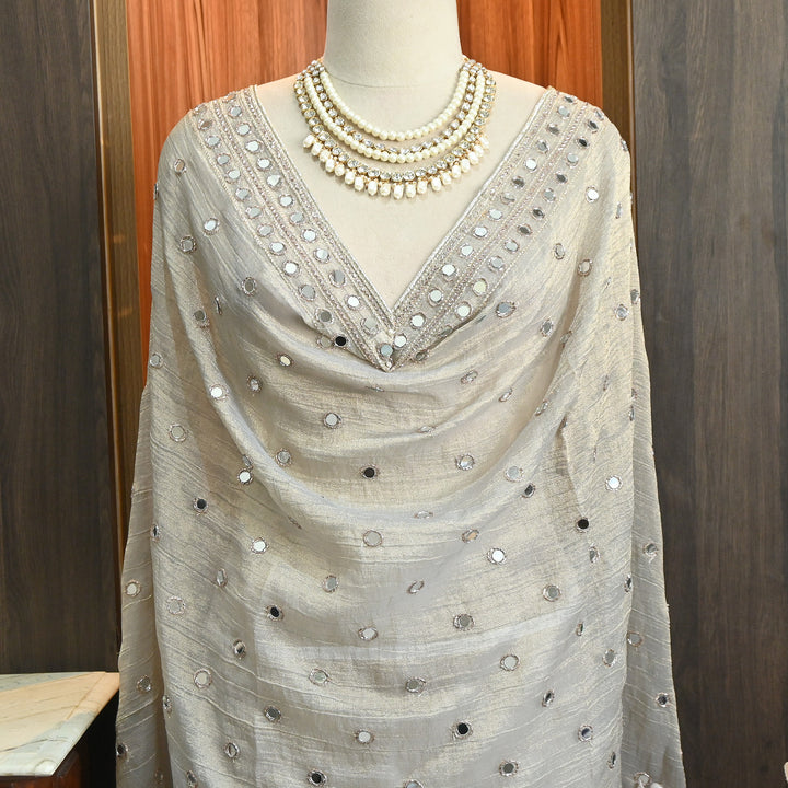 Premium Crush Tissue Zari & Mirror Embroidery Dupatta | Designer Festive Dupatta-SAL810-1