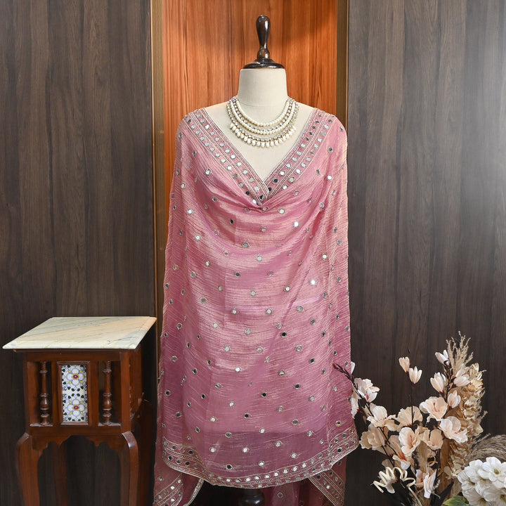 Premium Crush Tissue Zari & Mirror Embroidery Dupatta | Designer Festive Dupatta-SAL810-3