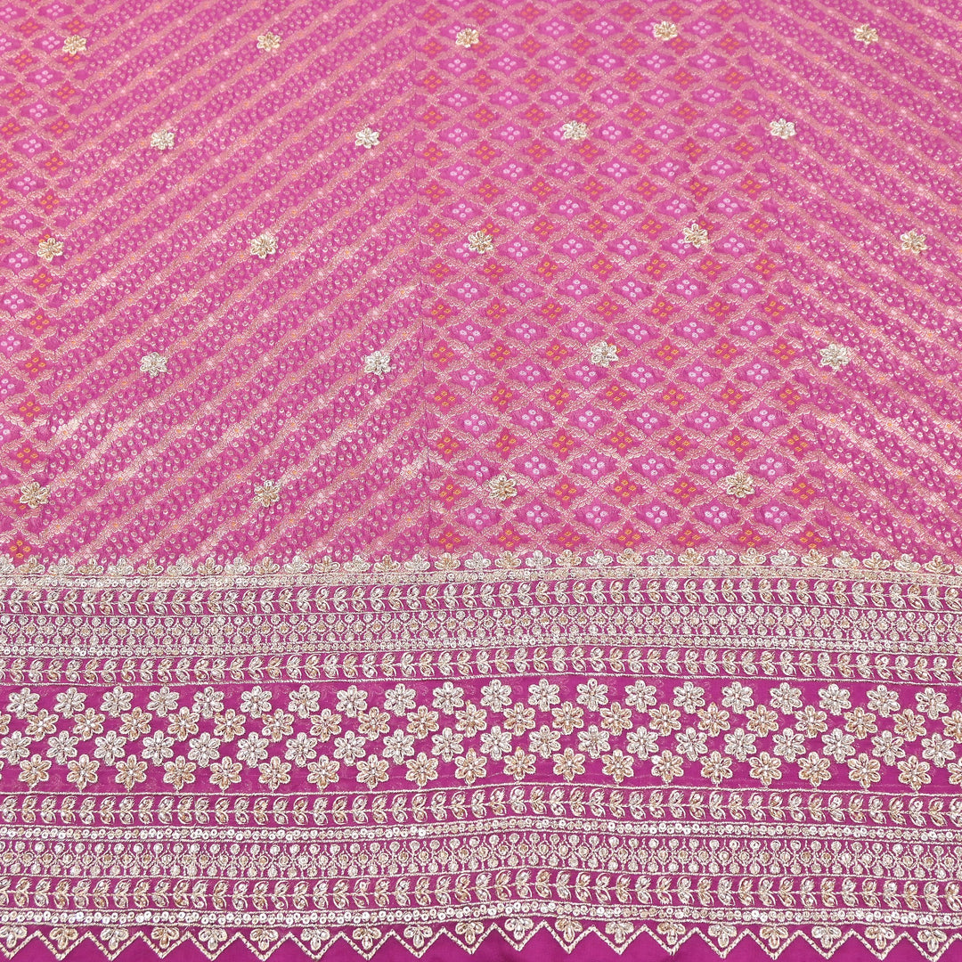 Viscose Georgette Bandhani Print Embroidery Fabric | DM1166-06
