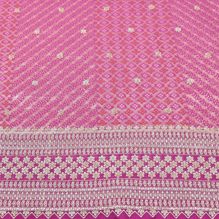 Viscose Georgette Bandhani Print Embroidery Fabric | DM1166-06