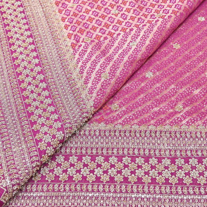 Viscose Georgette Bandhani Print Embroidery Fabric | DM1166-06