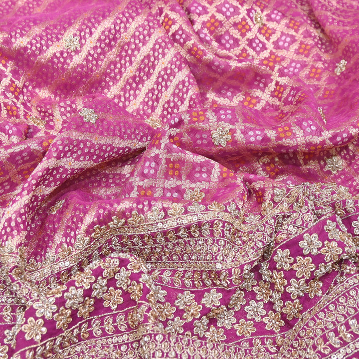 Viscose Georgette Bandhani Print Embroidery Fabric | DM1166-06