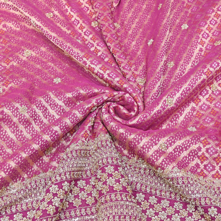 Viscose Georgette Bandhani Print Embroidery Fabric | DM1166-06