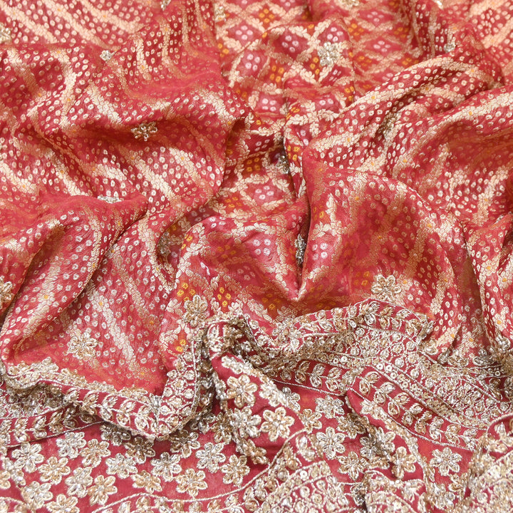Viscose Georgette Bandhani Print Embroidery Fabric | DM1166-04