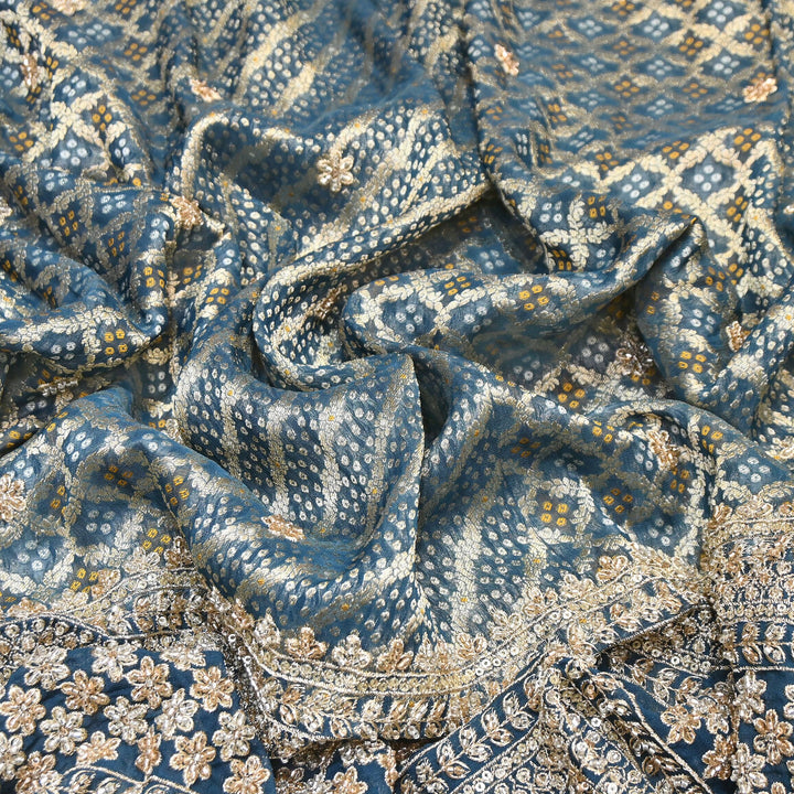 Viscose Georgette Bandhani Print Embroidery Fabric | DM1166-01
