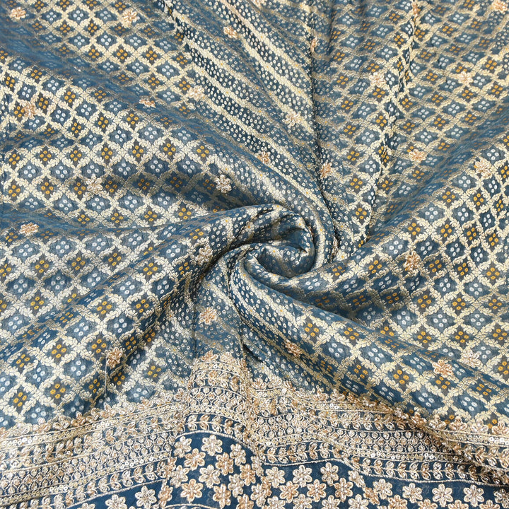 Viscose Georgette Bandhani Print Embroidery Fabric | DM1166-01