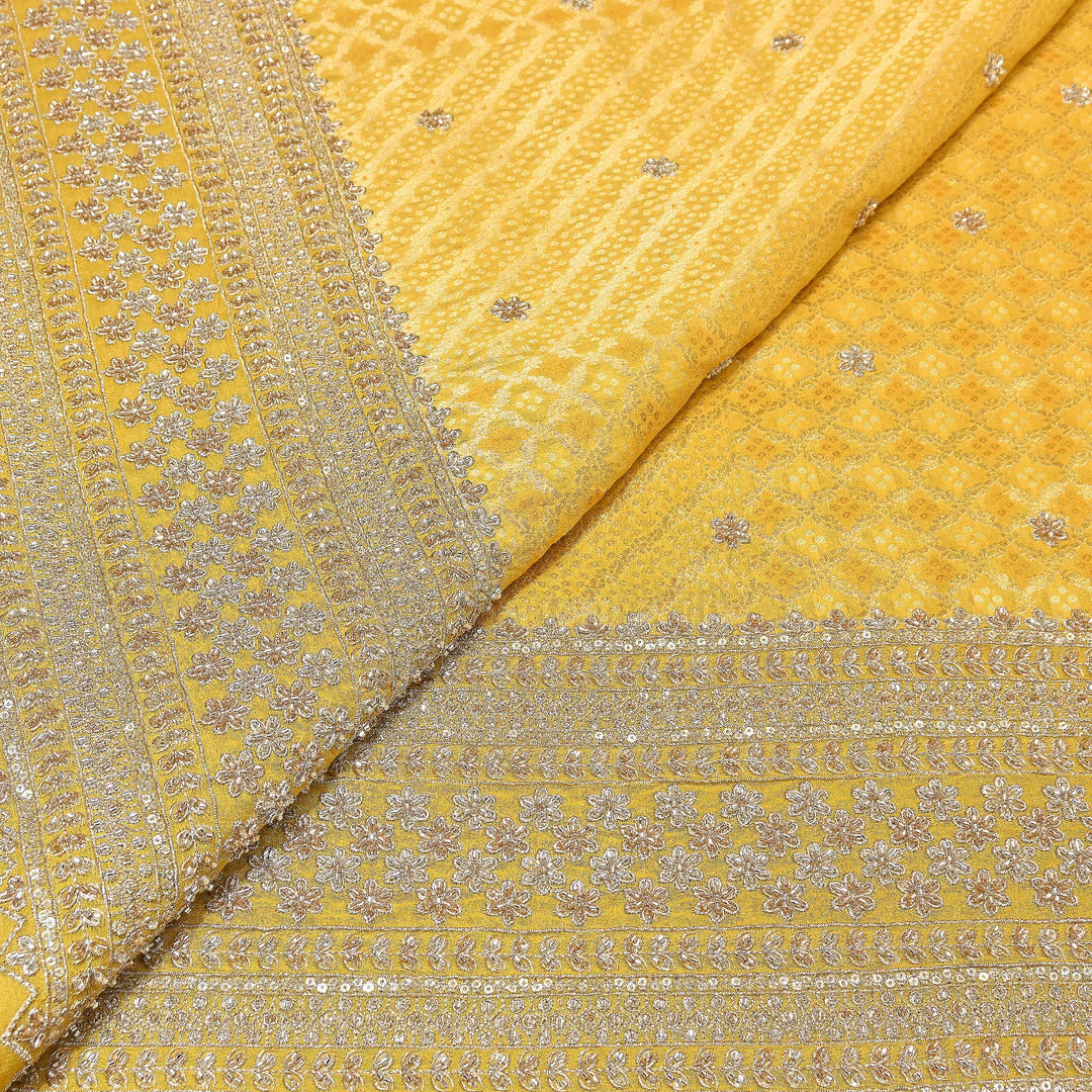 Viscose Georgette Bandhani Print Embroidery Fabric | DM1166-03