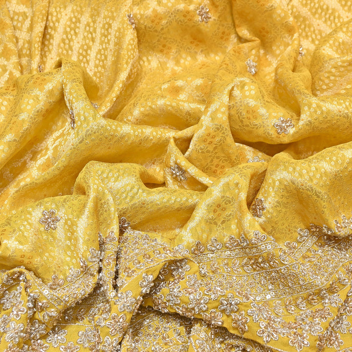 Viscose Georgette Bandhani Print Embroidery Fabric | DM1166-03