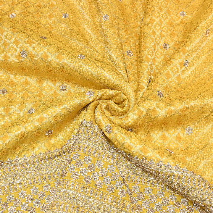 Viscose Georgette Bandhani Print Embroidery Fabric | DM1166-03
