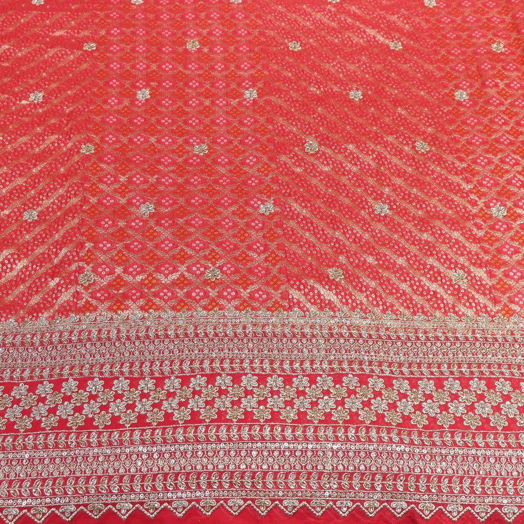 Viscose Georgette Bandhani Print Embroidery Fabric | DM1166-02