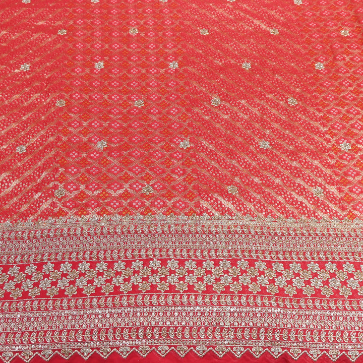 Viscose Georgette Bandhani Print Embroidery Fabric | DM1166-02