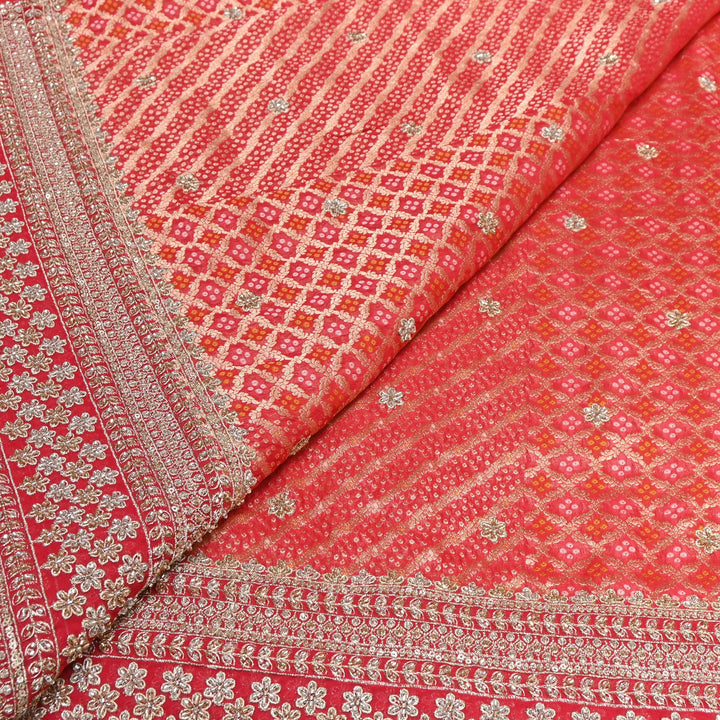Viscose Georgette Bandhani Print Embroidery Fabric | DM1166-02