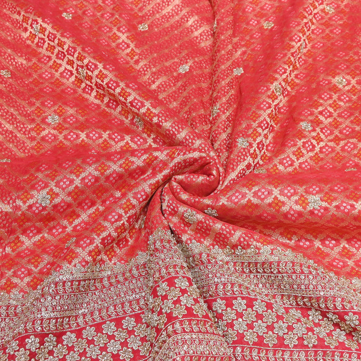 Viscose Georgette Bandhani Print Embroidery Fabric | DM1166-02