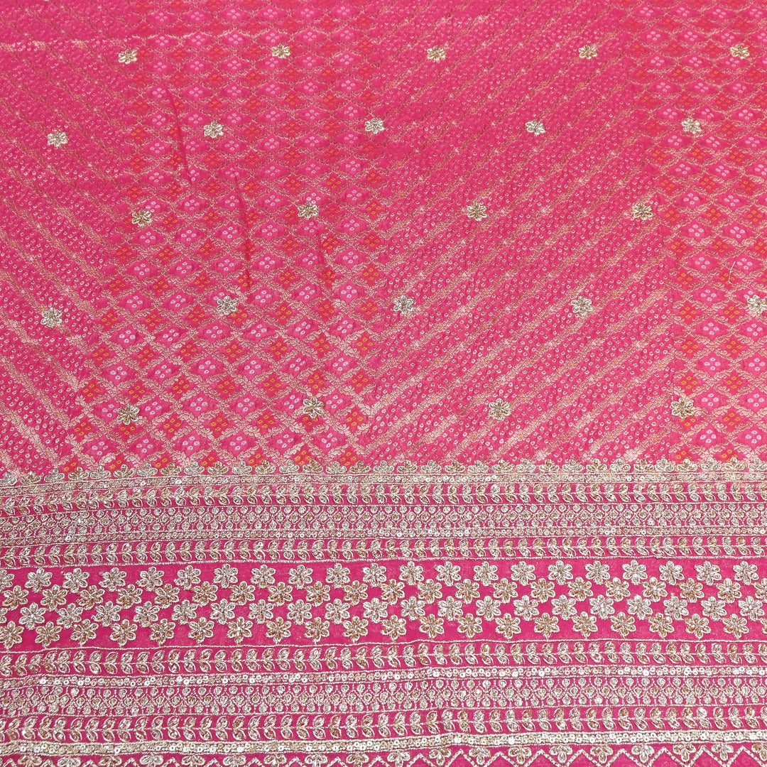 Viscose Georgette Bandhani Print Embroidery Fabric | DM1166-05