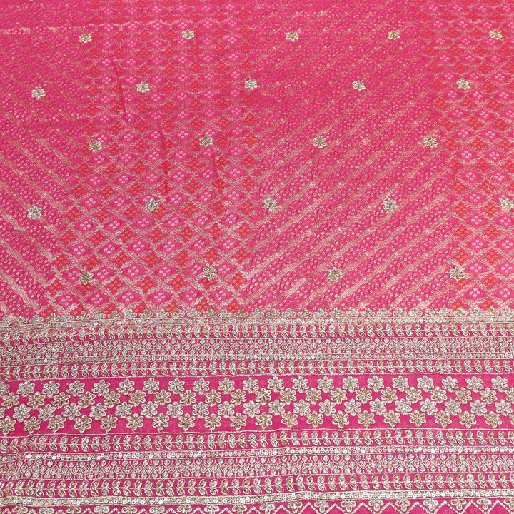 Viscose Georgette Bandhani Print Embroidery Fabric | DM1166-05