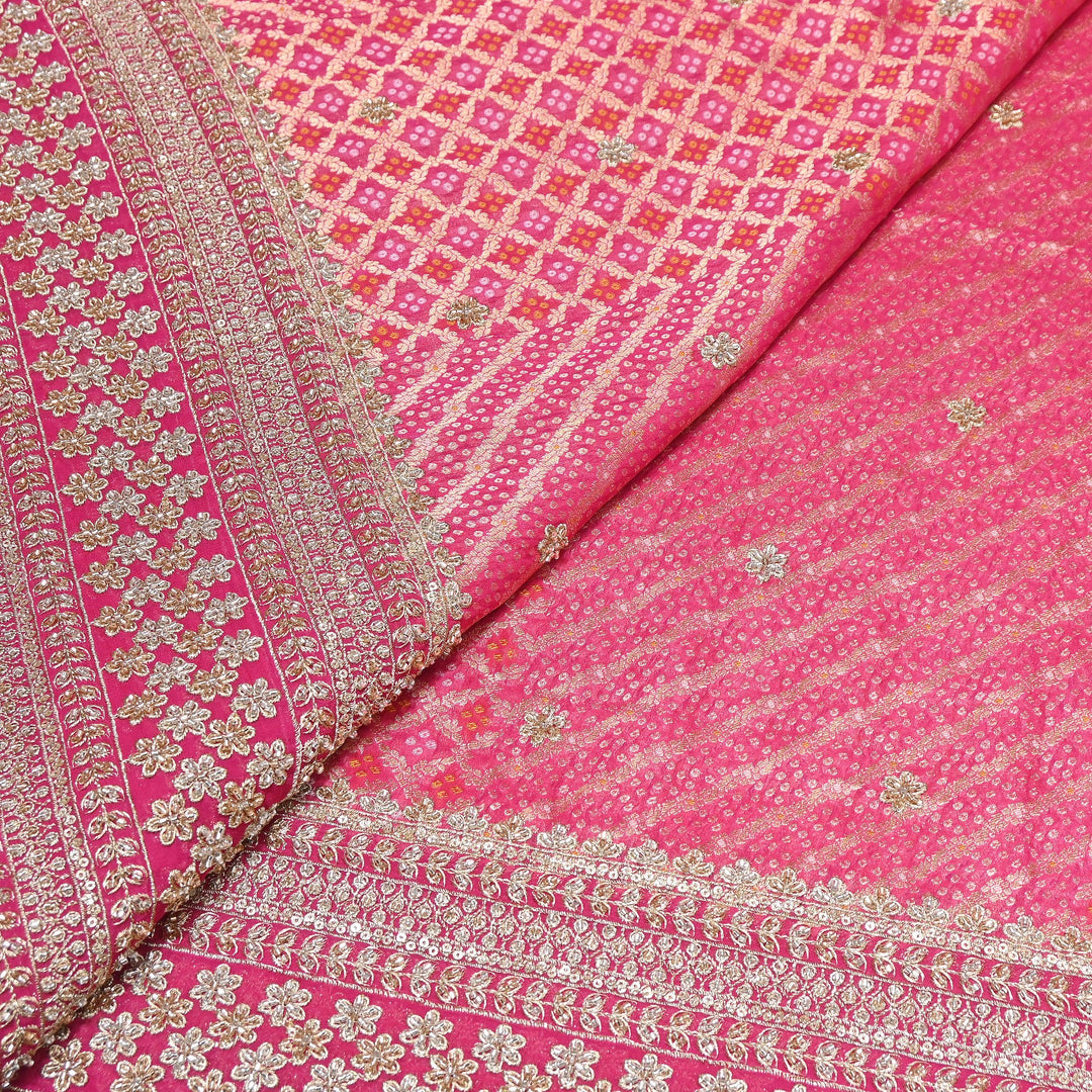 Viscose Georgette Bandhani Print Embroidery Fabric | DM1166-05