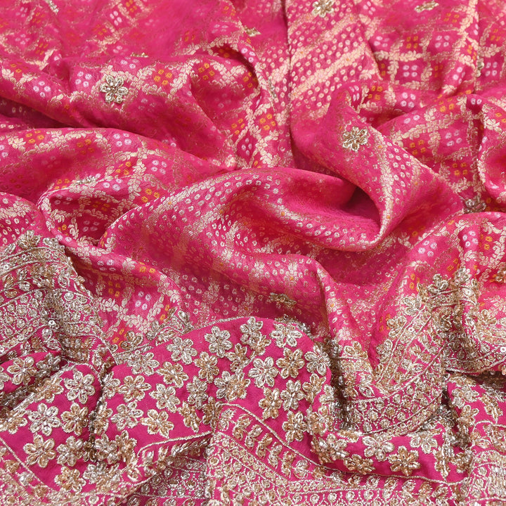 Viscose Georgette Bandhani Print Embroidery Fabric | DM1166-05
