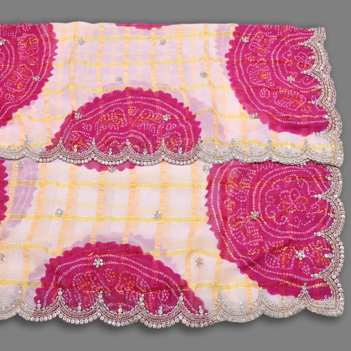 Premium Viscose Chiffon Bandhani Moti Embroidery Dupatta | Designer Bandhani Dupatta-H00003-5