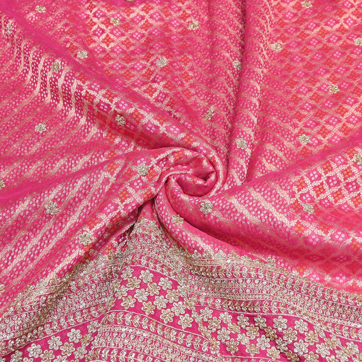 Viscose Georgette Bandhani Print Embroidery Fabric | DM1166-05