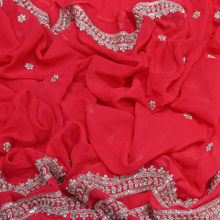 Viscose Georgette Zari & Sequins Embroidery Duppta Fabric | TF4990-02