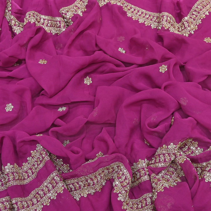 Viscose Georgette Zari & Sequins Embroidery Duppta Fabric | TF4990-06