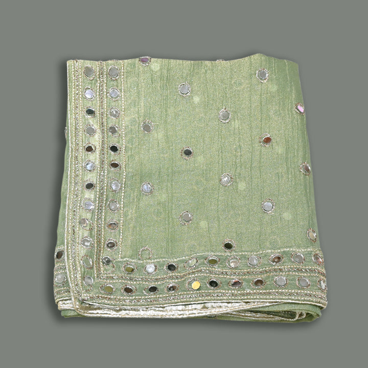 Premium Crush Tissue Zari & Mirror Embroidery Dupatta | Designer Festive Dupatta-SAL810-2
